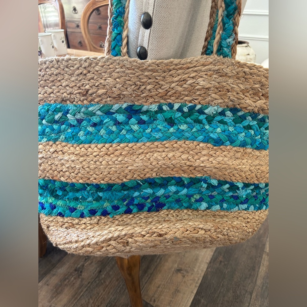 America & Beyond Jute woven Boho Tote Bag made in India